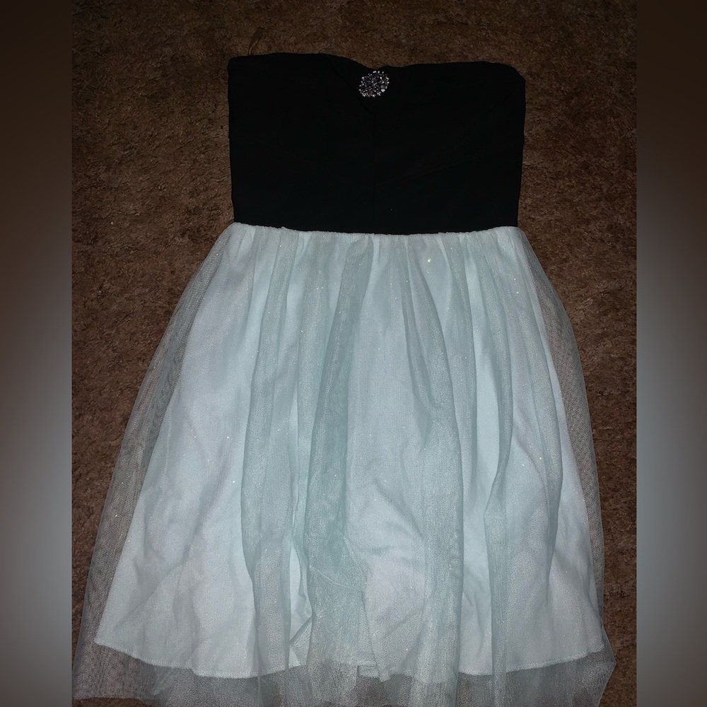 Chic Strapless Black and mint Dress